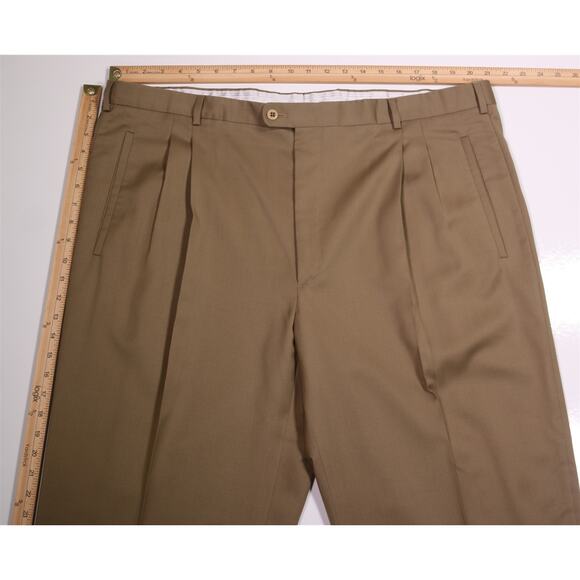 Zanella Paul Big & Tall Golden Brown Pleated Wool Dress Pants 44x28 - Picture 4 of 7
